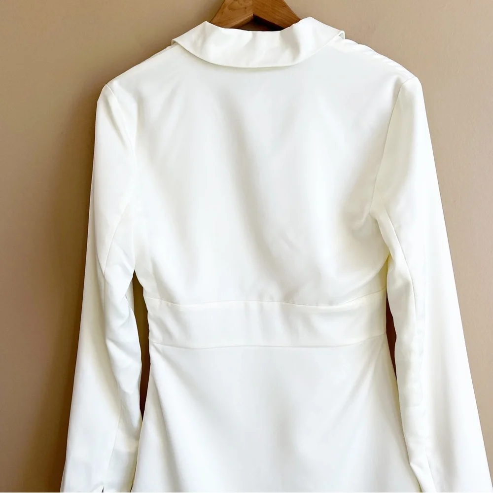 NWT TIGER MIST Ivory Cedar Dress Size Small Long Sleeve deep v-neckline - Picture 11 of 14